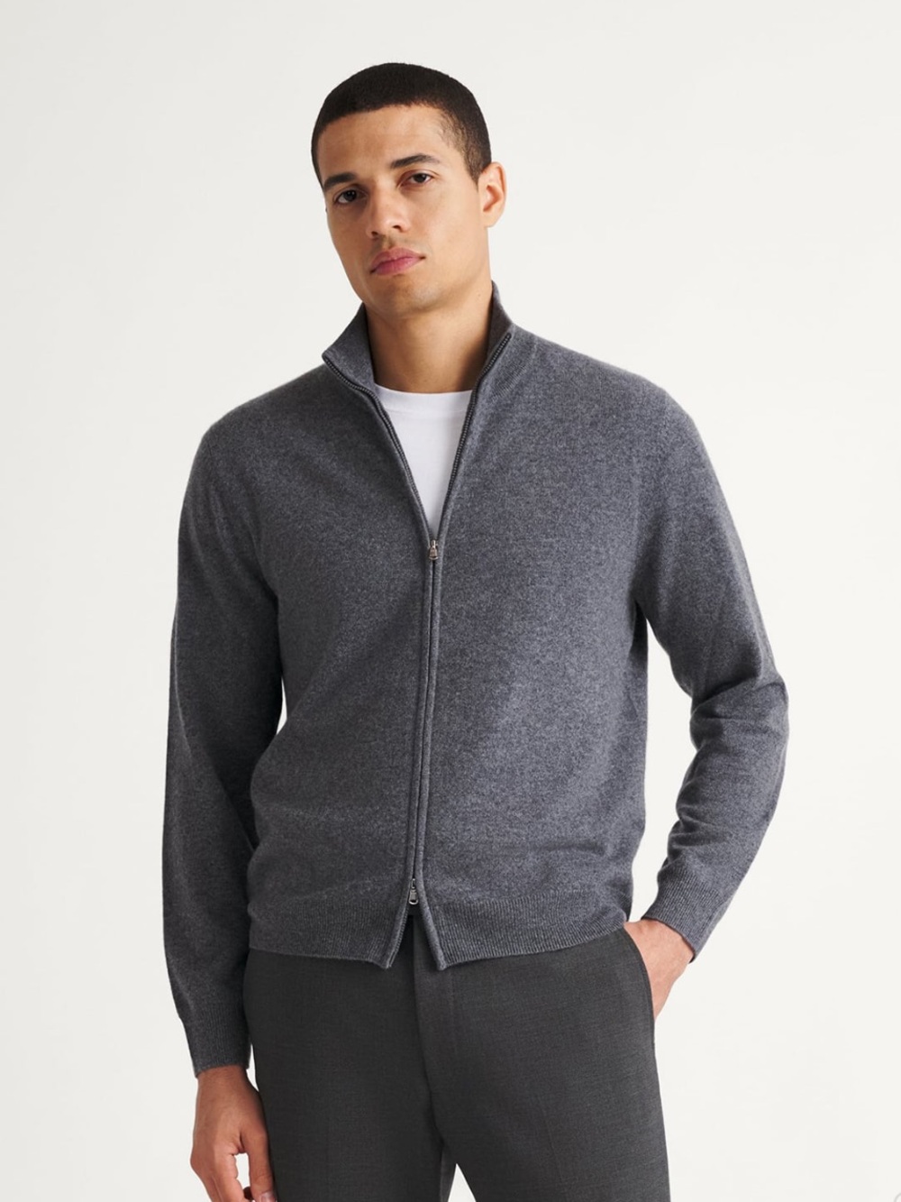Proper Cloth Scottish Cashmere Full-Zip Sweater Gray Men’s Large